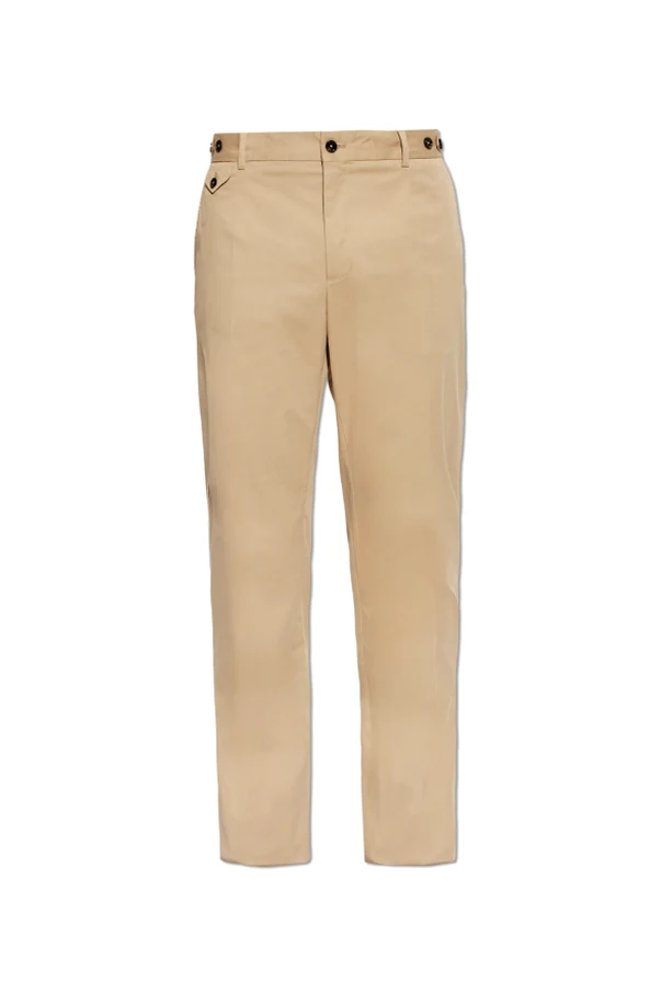 beige Cotton pants with tapered legs