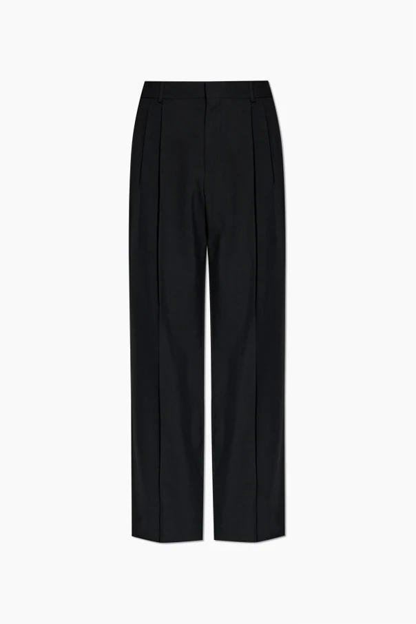 BLACK Wool trousers with a crease