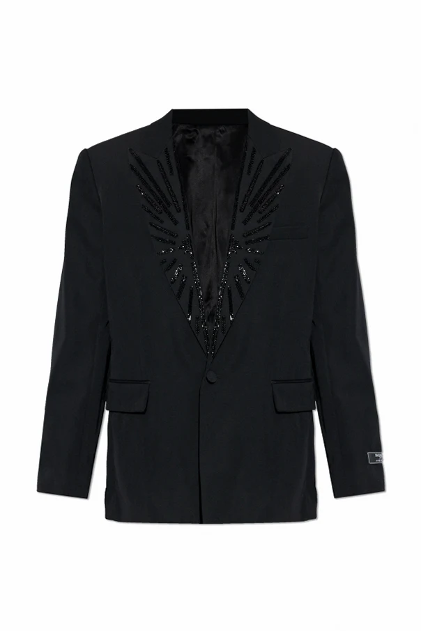 BLACK Wool blazer with shimmering appliqués