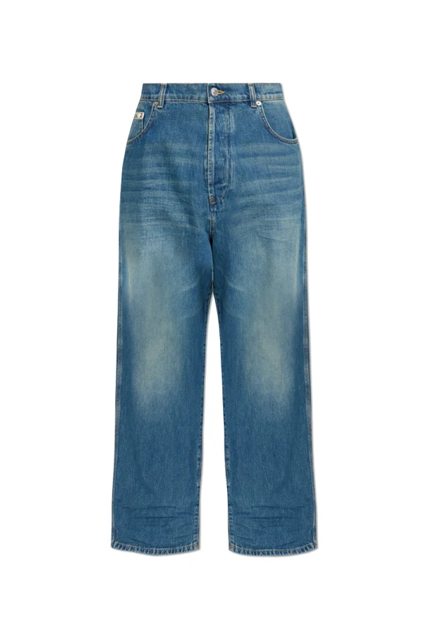 NIEBIESKI Jeansy z efektem `vintage`