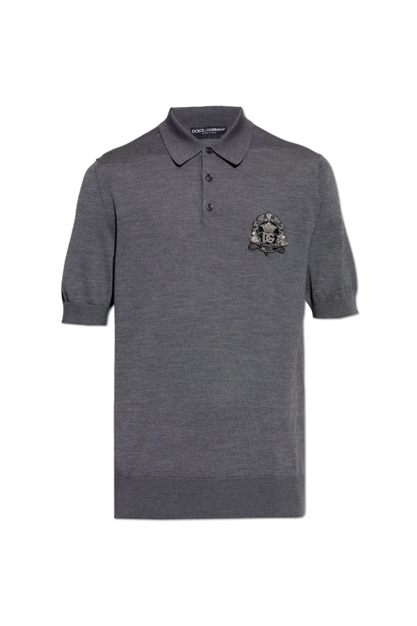 GREY Woolen polo with appliqué