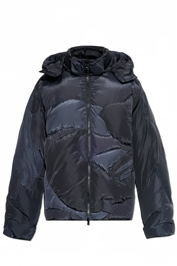 BLACK Puffer jacket with detachable hood