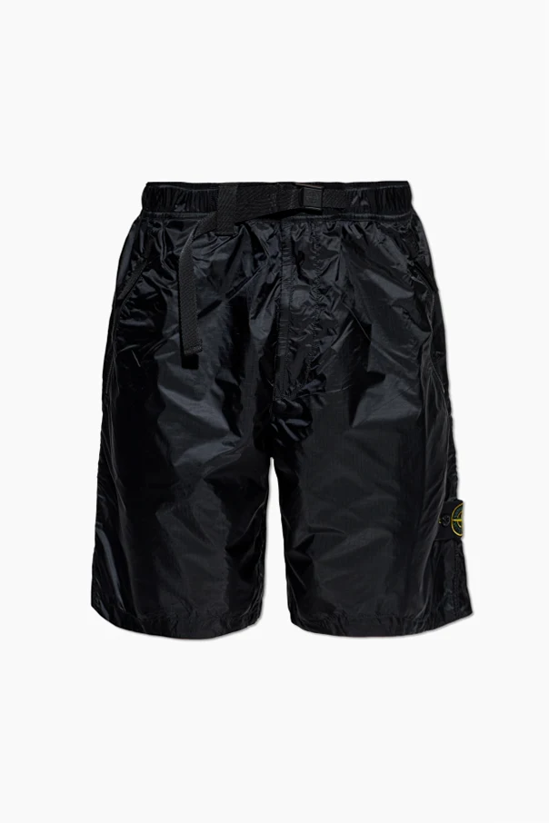SCHWARZ Shorts mit Logo-Patch