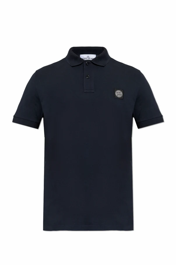 SCHWARZ Polo mit Logo-Patch