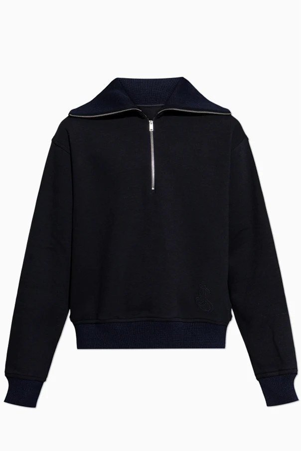 SCHWARZ Sweatshirt mit gesticktem Logo