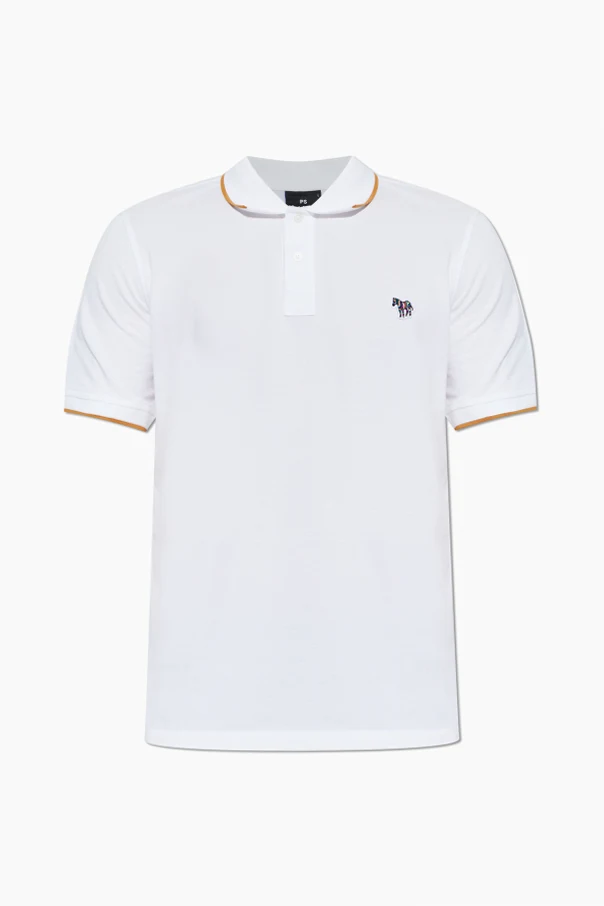 WEISS Polo mit Logo-Aufnäher