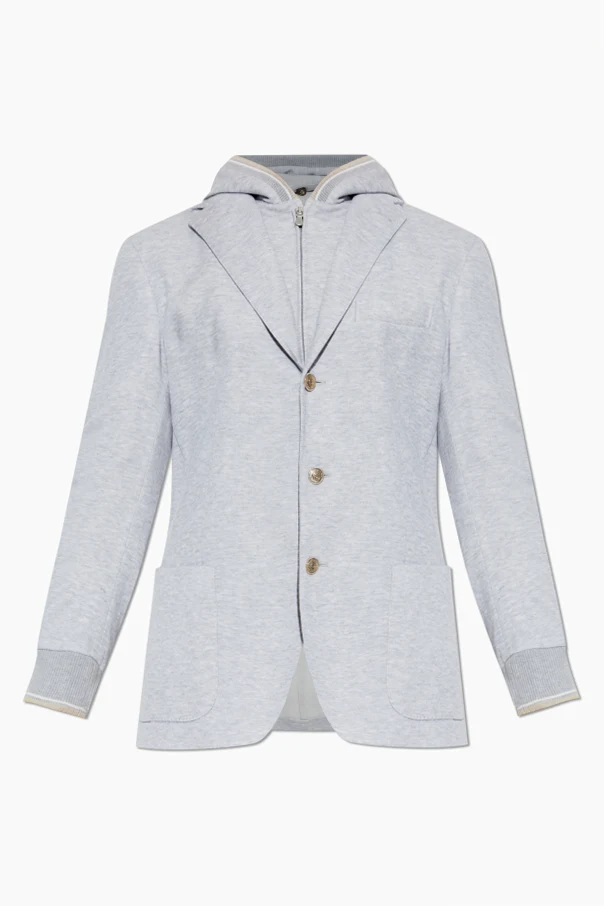 GRAU Sakko mit abnehmbarer Kapuze