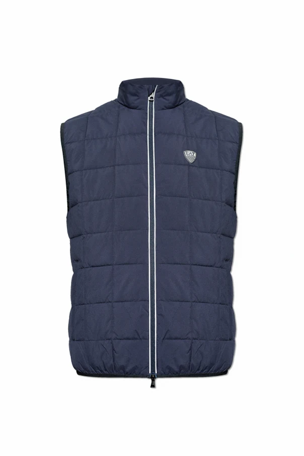 GRANATOWY Pikowana kamizelka z kolekcji `Sustainability`