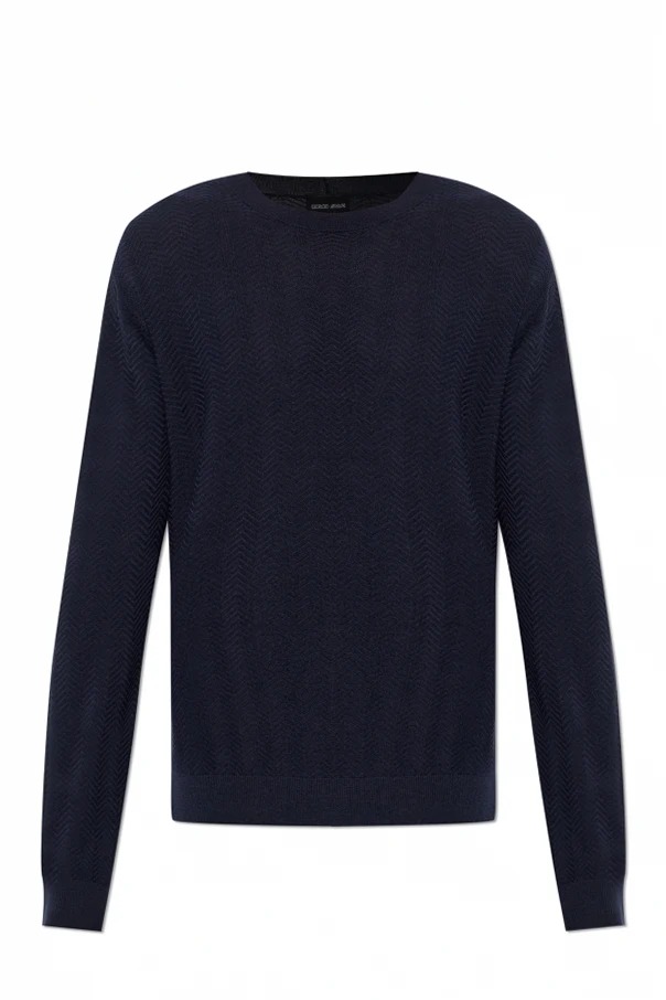 GRANATOWY Sweter z okrągłym dekoltem