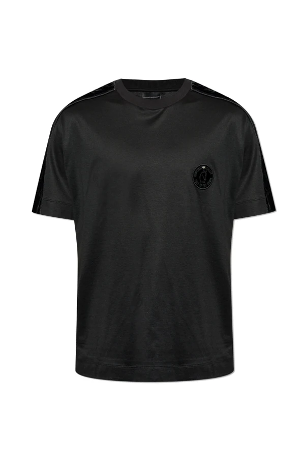 CZARNY T-shirt z naszywką z logo