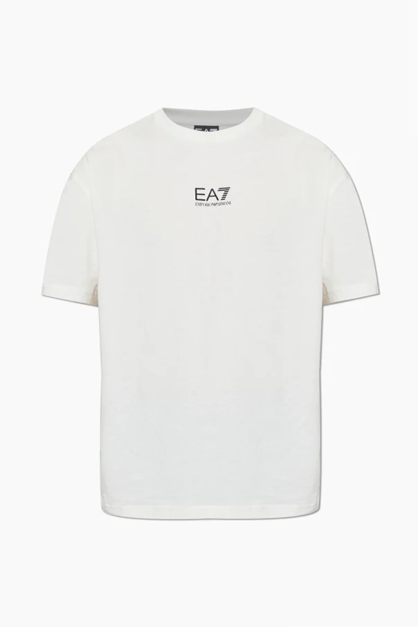kremowy T-shirt z nadrukiem