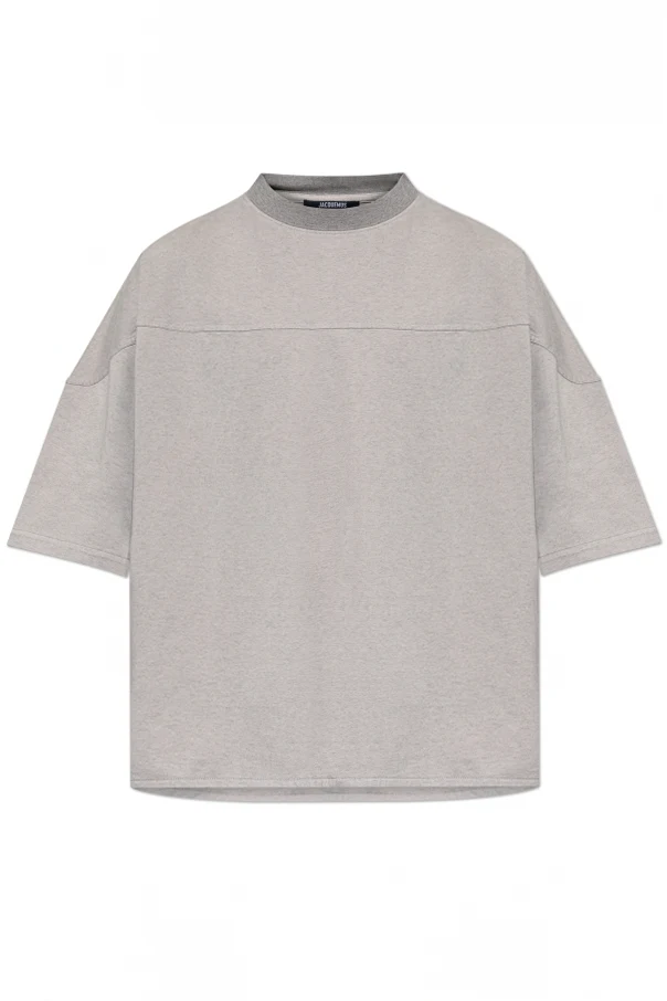 SZARY T-shirt z wyszytym logo
