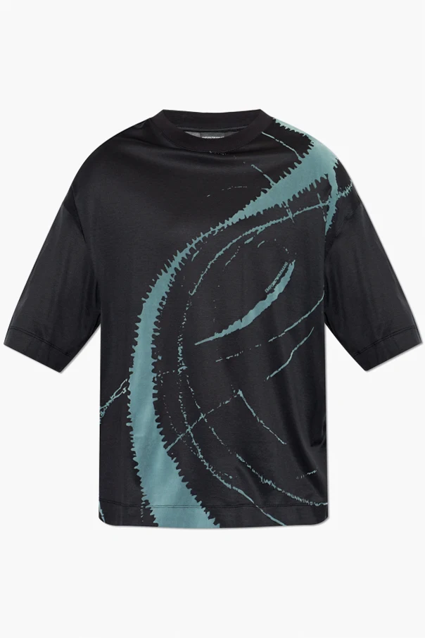 CZARNY T-shirt z nadrukiem o aksamitnym wykończeniu