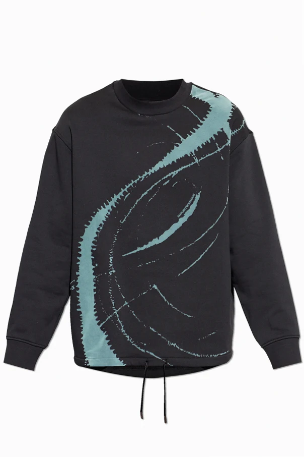 SCHWARZ Sweatshirt mit Muster und Samt-Finish