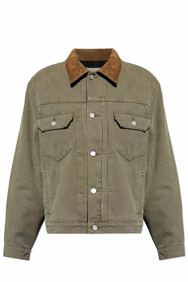 ZIELONY Kurtka z zamszowym kołnierzem