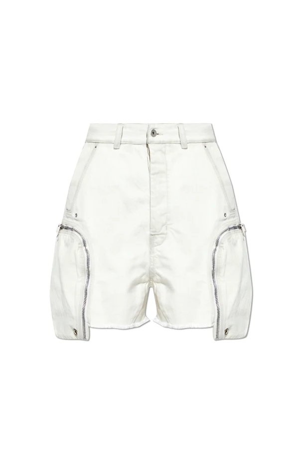 kremowy Jeansowe szorty z efektem `vintage`