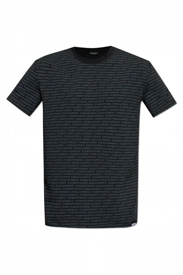 CZARNY T-shirt bieliźniany z monogramem