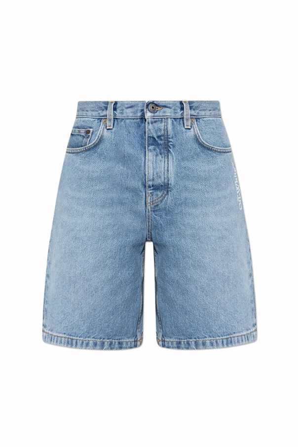 NIEBIESKI Jeansowe szorty z logo