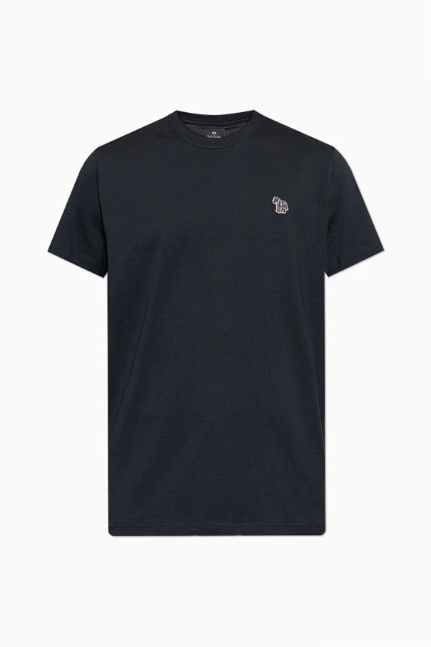 SCHWARZ T-Shirt mit Logo-Applikation