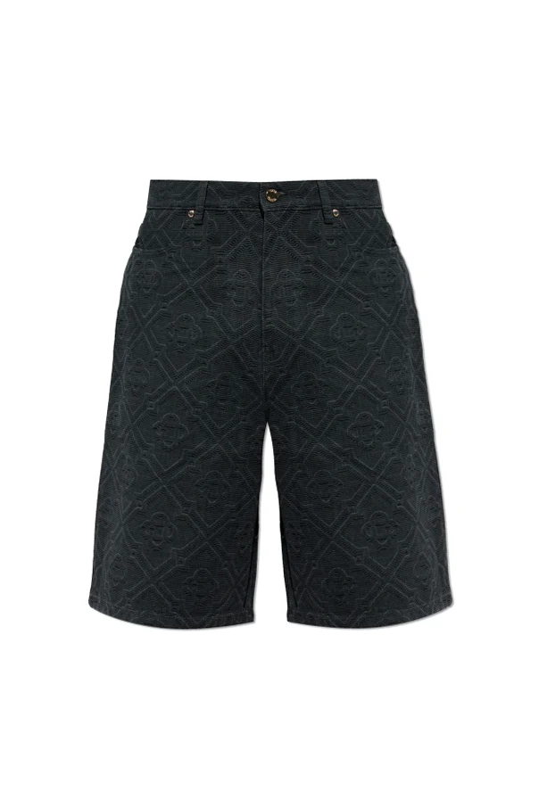 BLACK Monogram denim shorts