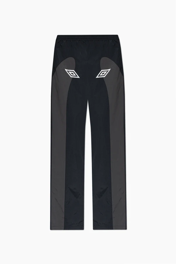 BLACK Nylon pants with embroidered logo