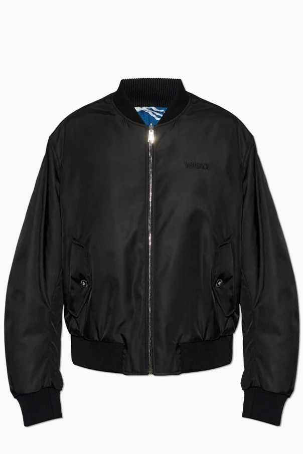 CZARNY Dwustronna kurtka typu `bomber`