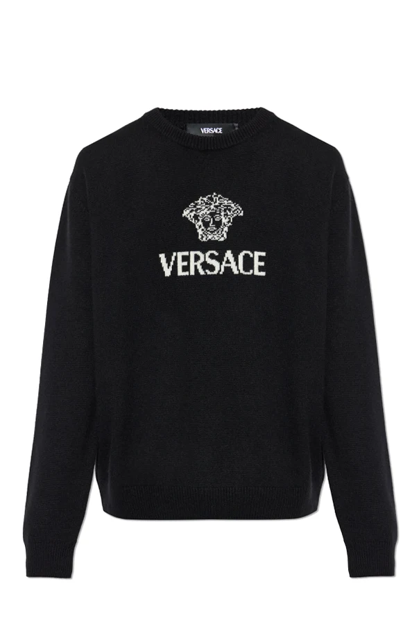SCHWARZ Kaschmirpullover mit Logo