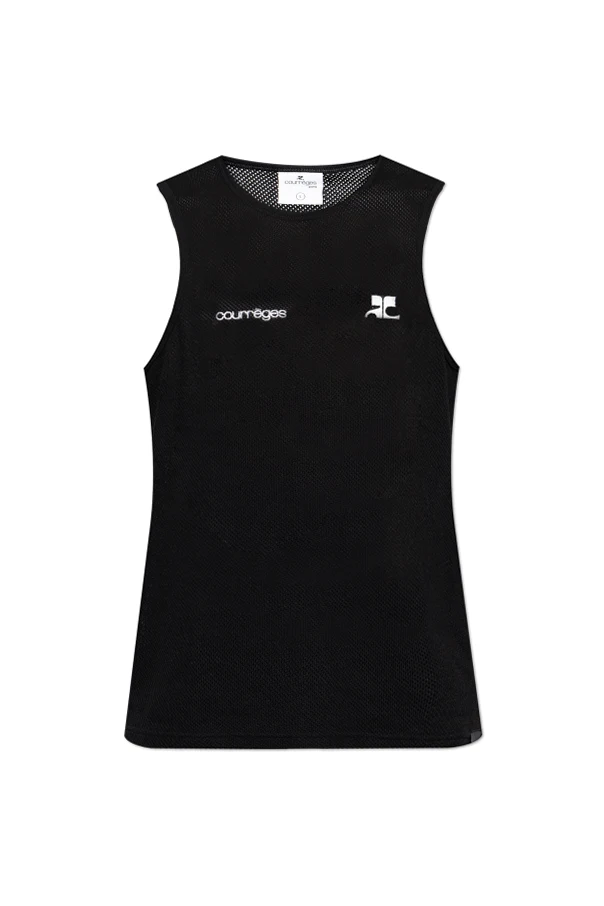 CZARNY Perforowany top bez rękawów