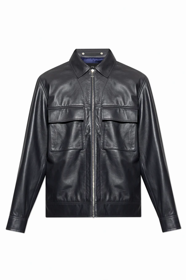 GRANATOWY Kurtka skórzana