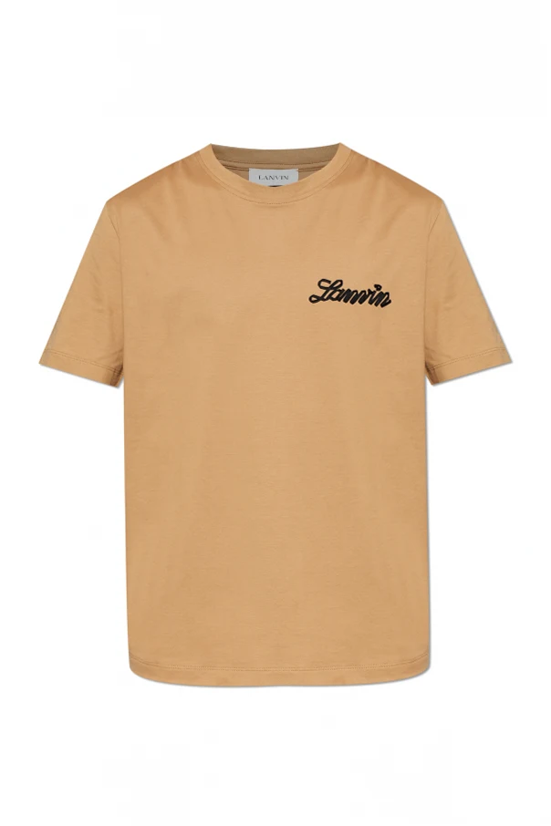 beżowy T-shirt z logo