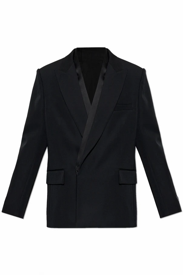 BLACK Wool blazer with double vent