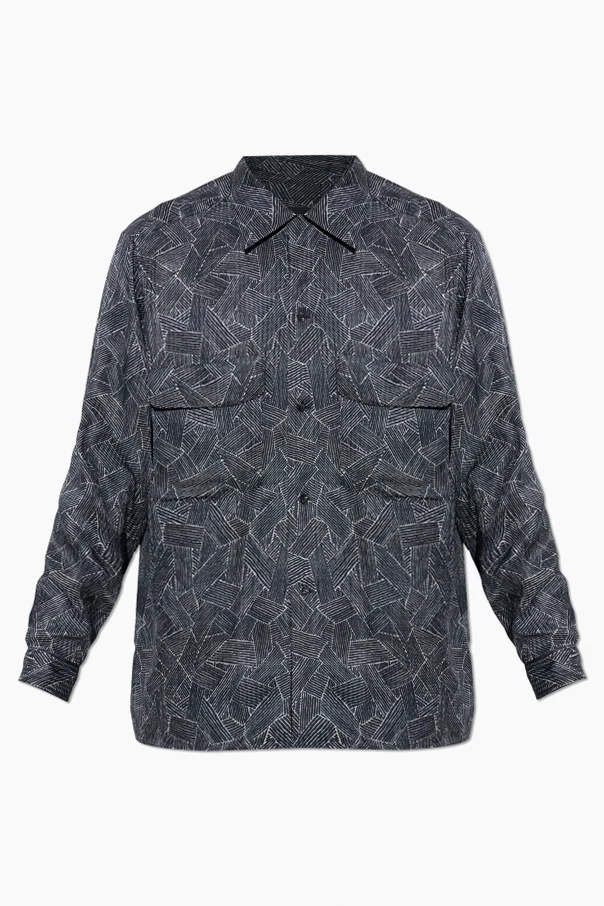 SZARY Wzorzysta koszula z kieszeniami