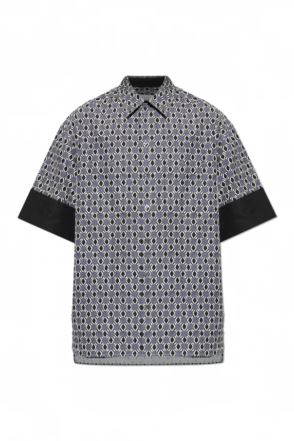 SZARY Wzorzysta koszula z krótkimi rękawami