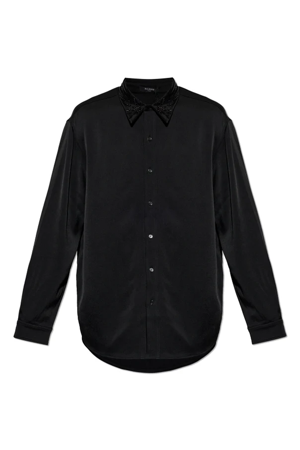 CZARNY Koszula z połyskującymi cekinami