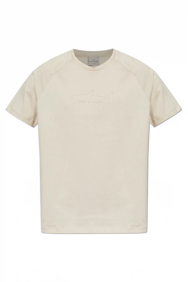 kremowy T-shirt z logo