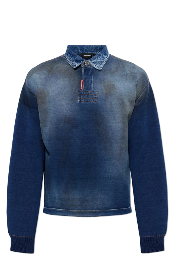 GRANATOWY Jeansowe polo