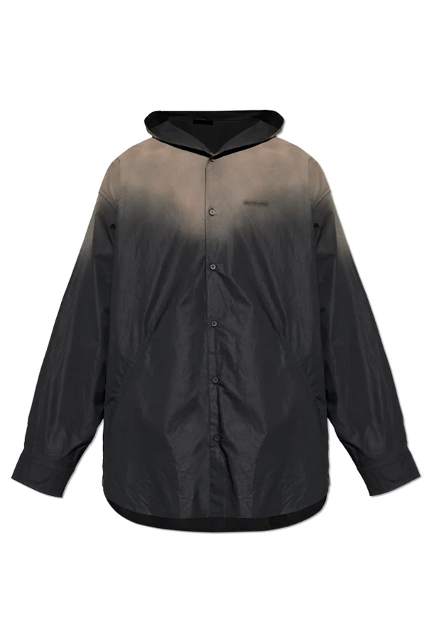 CZARNY Koszula typu ‘Oversize’ z kapturem