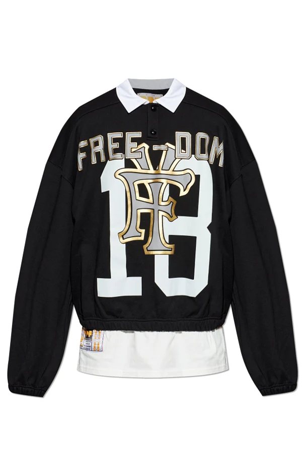 BLACK Long-sleeve polo