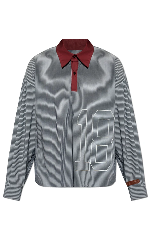 GREY Polo shirt with a striped pattern