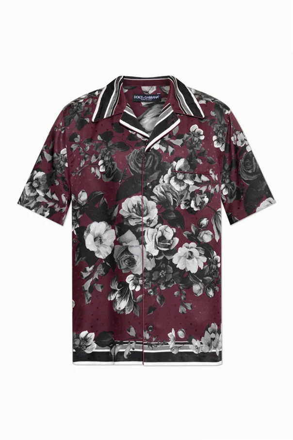 BORDO Jedwabna koszula z motywem kwiatowym