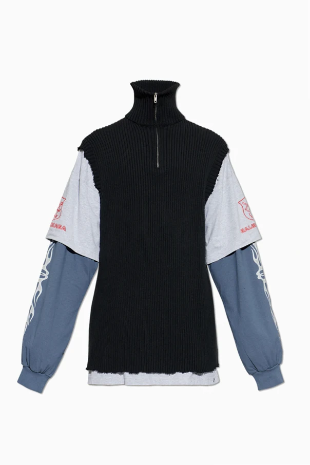 SCHWARZ Sweatshirt aus Materialmix