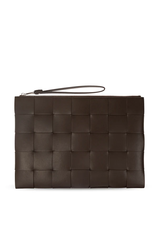 BRĄZOWY Skórzana torba do ręki ‘Pouch Large’
