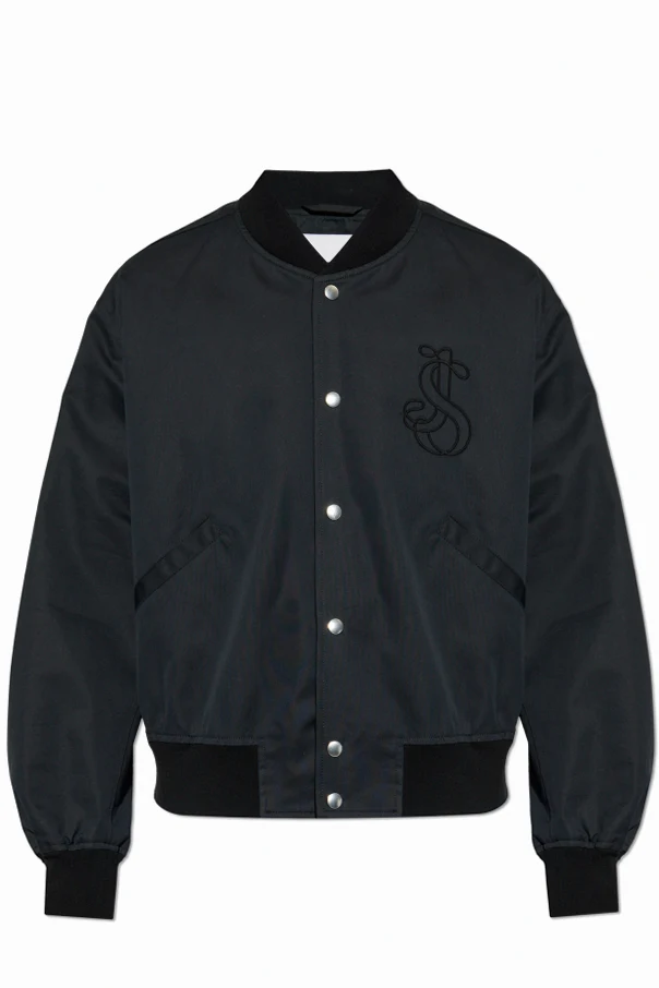 CZARNY Kurtka typu `bomber` z logo