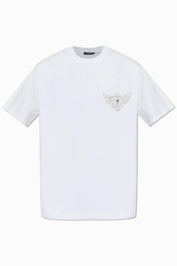 WHITE T-shirt with a shiny applique