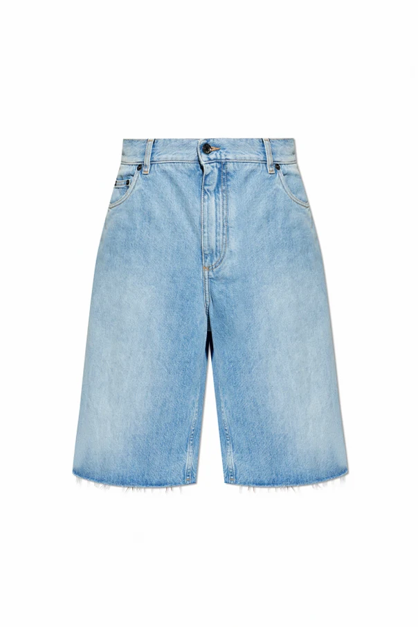 NIEBIESKI Jeansowe szorty z efektem `vintage`