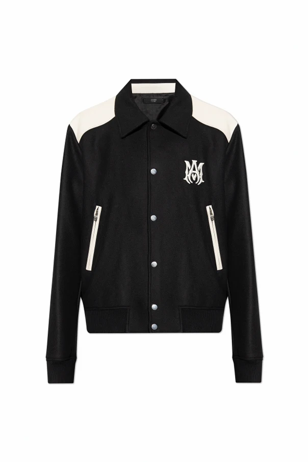 CZARNY Wełniana kurtka typu ‘bomber’