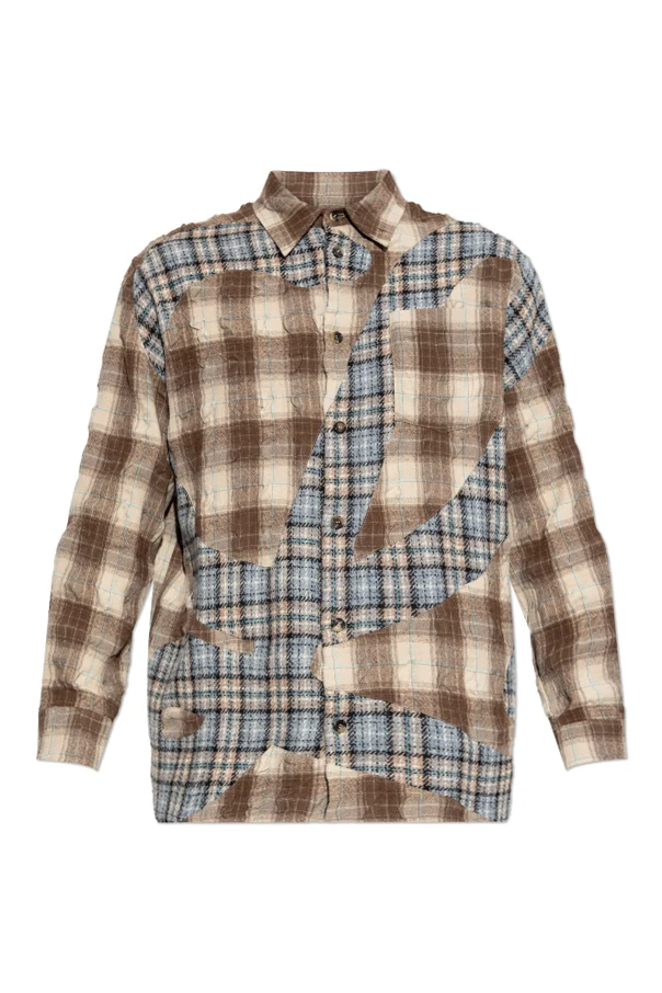 BRĄZOWY Kozula z łączonych materiałów