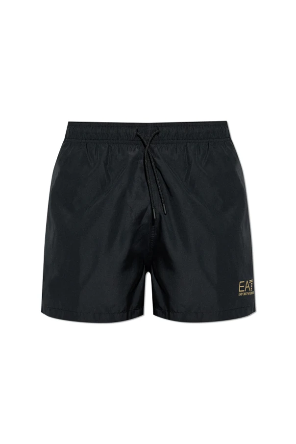 CZARNY Szorty kąpielowe z logo