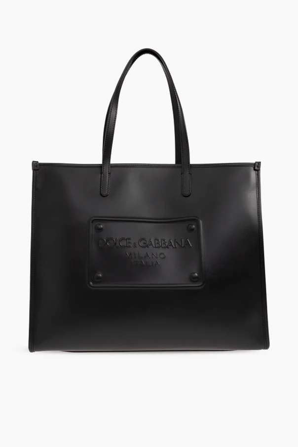 BLACK Leather shopper bag