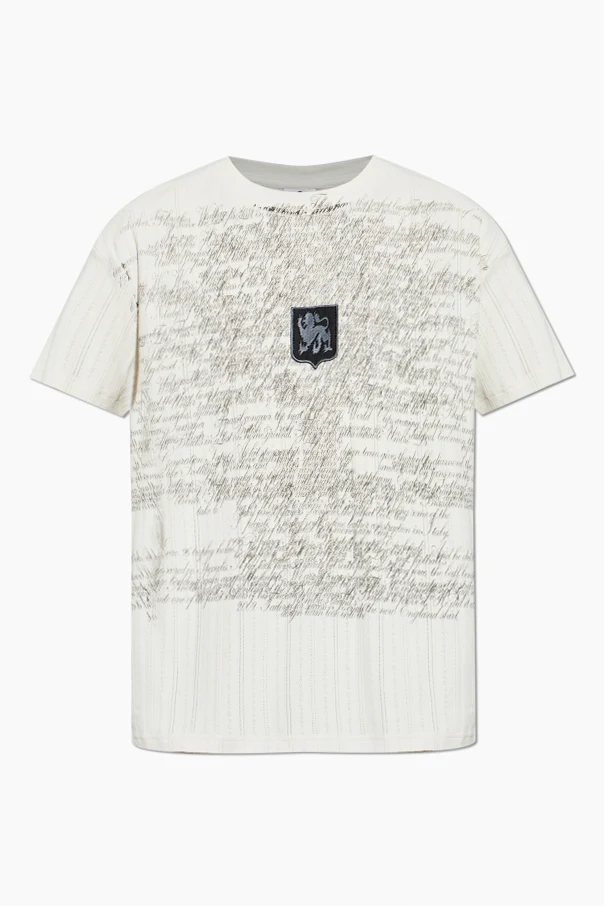 kremowy T-shirt z nadrukiem